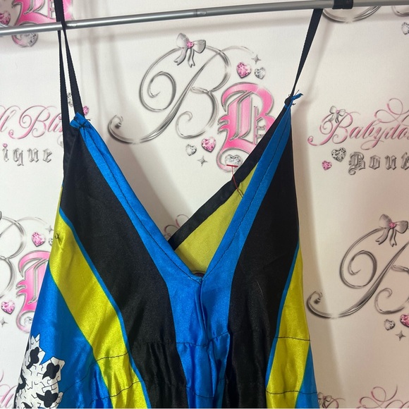 Vibrant Multicolor Maxi Dress strappy flowy one size fits all shiny shimmer - Picture 6 of 7